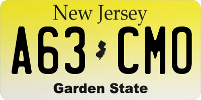 NJ license plate A63CMO