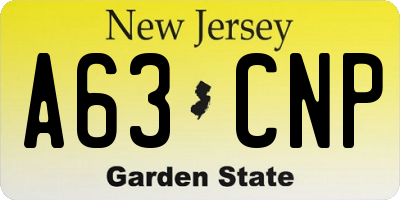 NJ license plate A63CNP