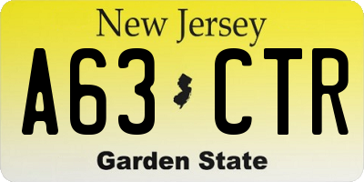 NJ license plate A63CTR