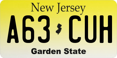 NJ license plate A63CUH