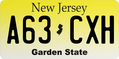NJ license plate A63CXH