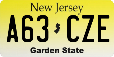 NJ license plate A63CZE