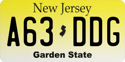 NJ license plate A63DDG