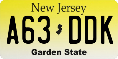 NJ license plate A63DDK