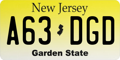 NJ license plate A63DGD