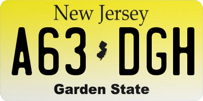NJ license plate A63DGH
