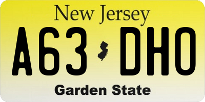 NJ license plate A63DHO