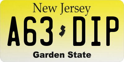 NJ license plate A63DIP