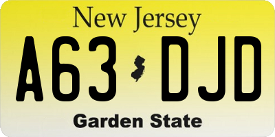 NJ license plate A63DJD