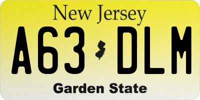 NJ license plate A63DLM