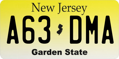 NJ license plate A63DMA
