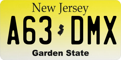 NJ license plate A63DMX