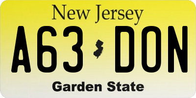 NJ license plate A63DON