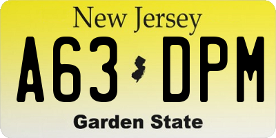 NJ license plate A63DPM