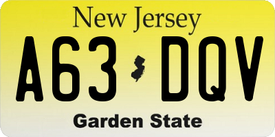 NJ license plate A63DQV