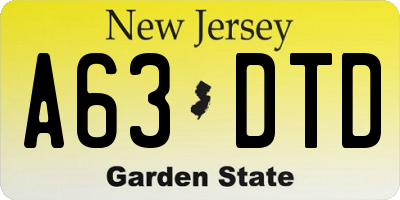 NJ license plate A63DTD