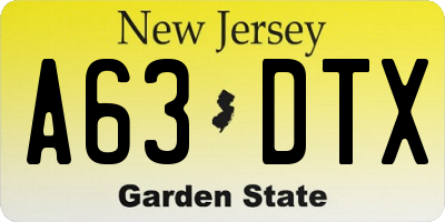 NJ license plate A63DTX