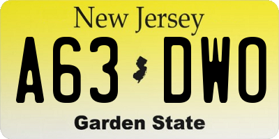 NJ license plate A63DWO