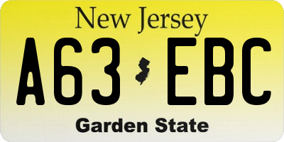 NJ license plate A63EBC