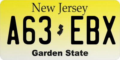 NJ license plate A63EBX