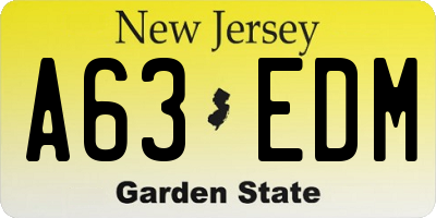 NJ license plate A63EDM