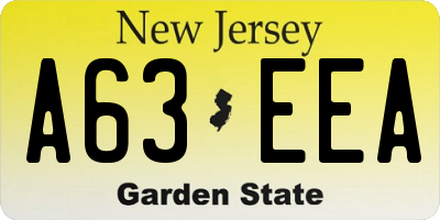NJ license plate A63EEA