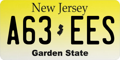 NJ license plate A63EES