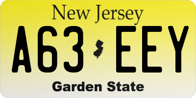 NJ license plate A63EEY