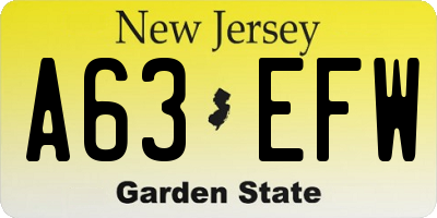 NJ license plate A63EFW