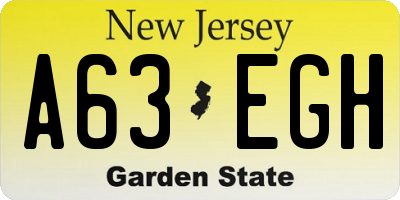 NJ license plate A63EGH
