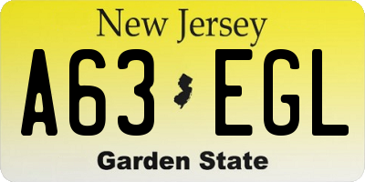 NJ license plate A63EGL