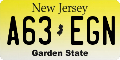 NJ license plate A63EGN