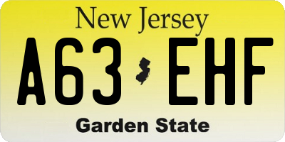 NJ license plate A63EHF