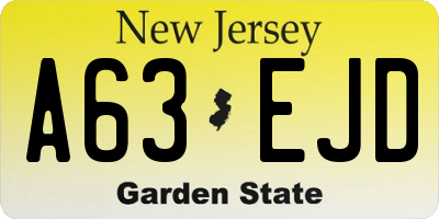NJ license plate A63EJD
