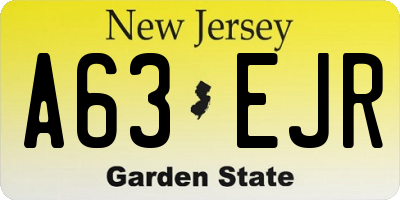 NJ license plate A63EJR