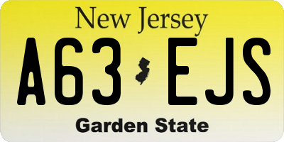 NJ license plate A63EJS