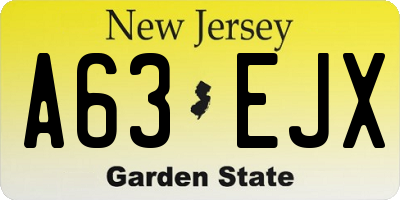 NJ license plate A63EJX