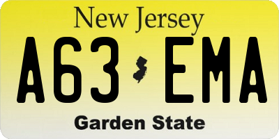 NJ license plate A63EMA