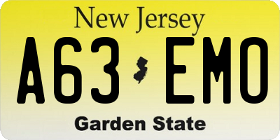 NJ license plate A63EMO