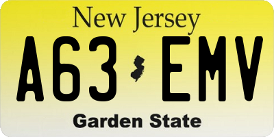 NJ license plate A63EMV