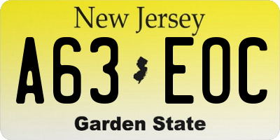 NJ license plate A63EOC