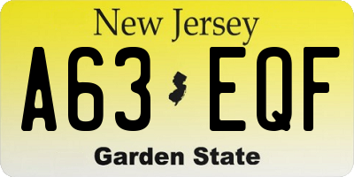 NJ license plate A63EQF