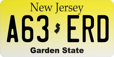 NJ license plate A63ERD
