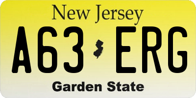 NJ license plate A63ERG