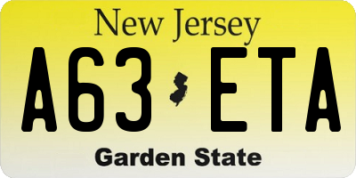 NJ license plate A63ETA