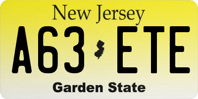 NJ license plate A63ETE