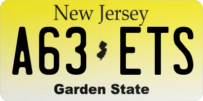 NJ license plate A63ETS