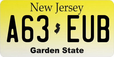 NJ license plate A63EUB