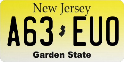 NJ license plate A63EUO