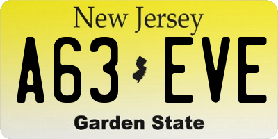 NJ license plate A63EVE